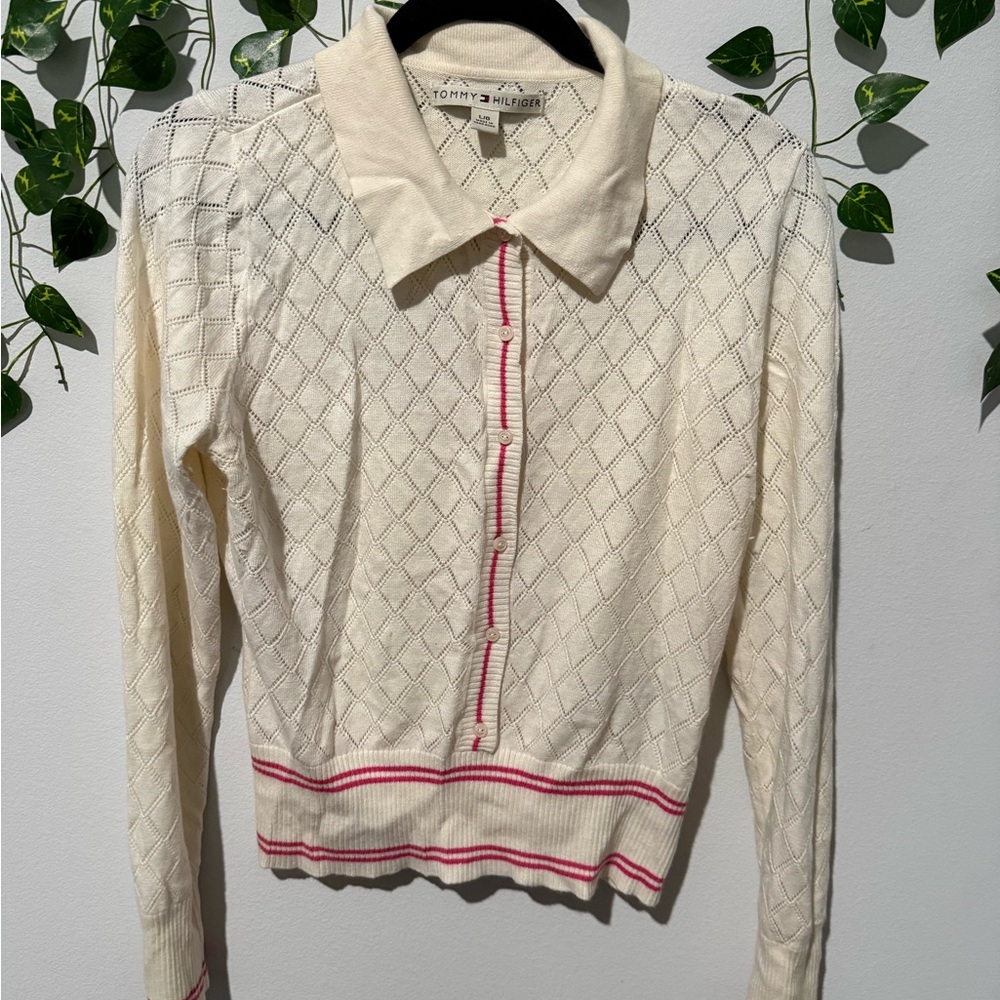 Tommy Hilfiger Cream Cardigan with Red Accents
